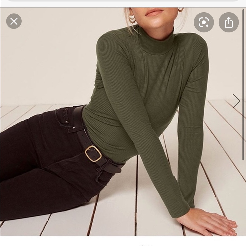 Reformation olive green Turtle neck top SZ M